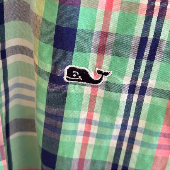 Vineyard Vines Green Plaid Whale Long Sleeve Button Down Casual Shirt Mens Small - Picture 3 of 9